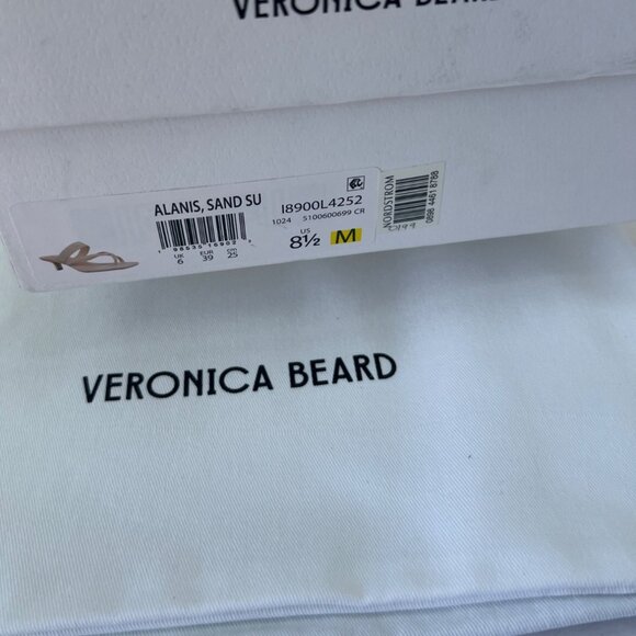 Veronica Beard Alanis Kitten Heel Slides Tan Women Leather Sandals Size 8.5 - Picture 9 of 10